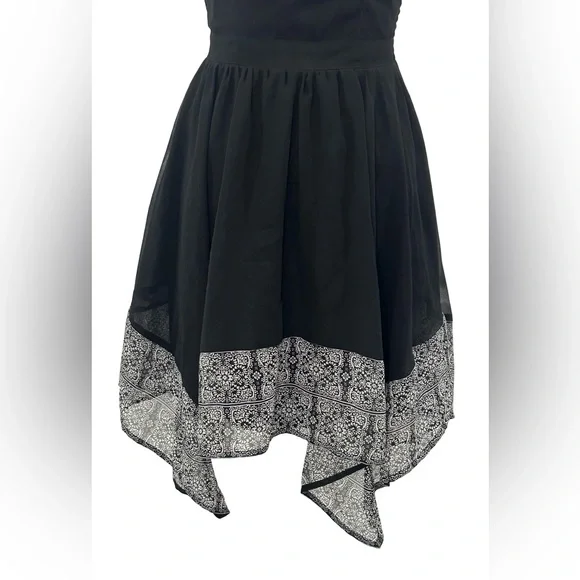 American Eagle Black Chiffon Dress XS S Boho Handkerchief Hem Summer Dark Fairy - Picture 4 of 9